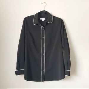 Black button down blouse with collar